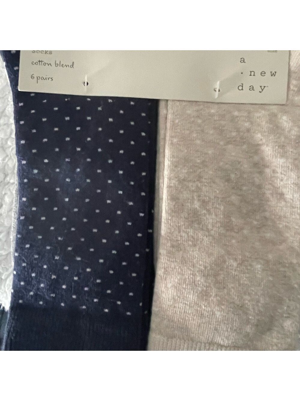 A New Day Navy and Beige Crew Socks 2 Sets of 6 (12 pairs)
